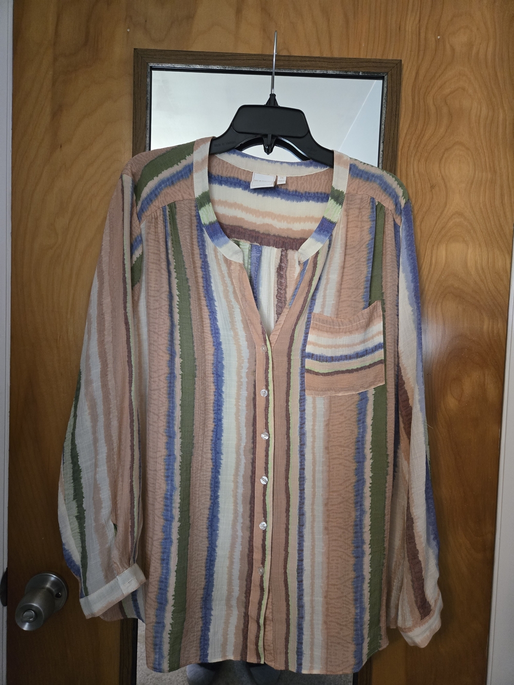 Zac & Rachel Peach Multi-Stripe Button-Down Shirt